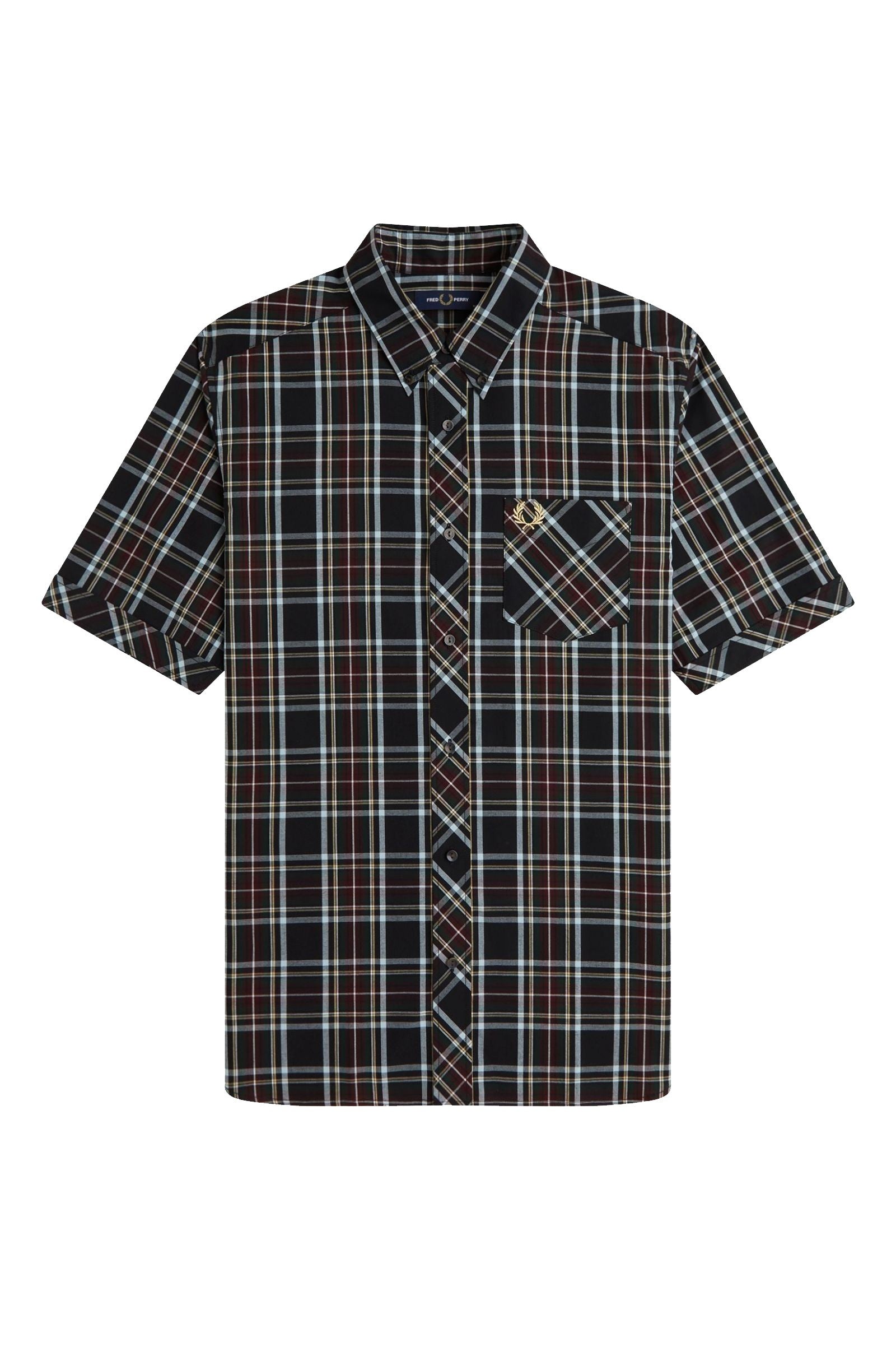 Fred Perry Classic Tartan Short Sleeve Shirt Black
