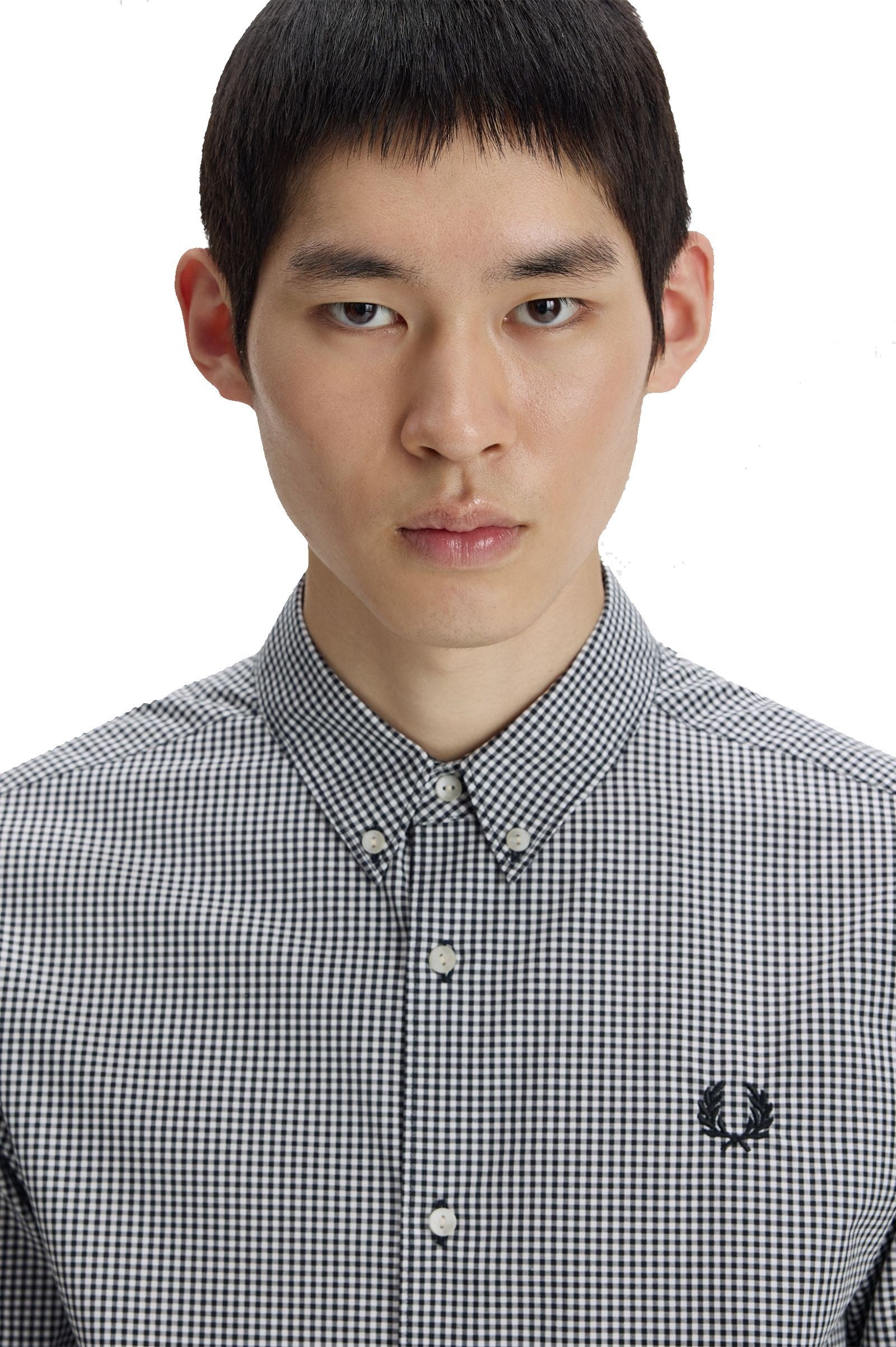 Fred Perry Micro Gingham Shirt Black