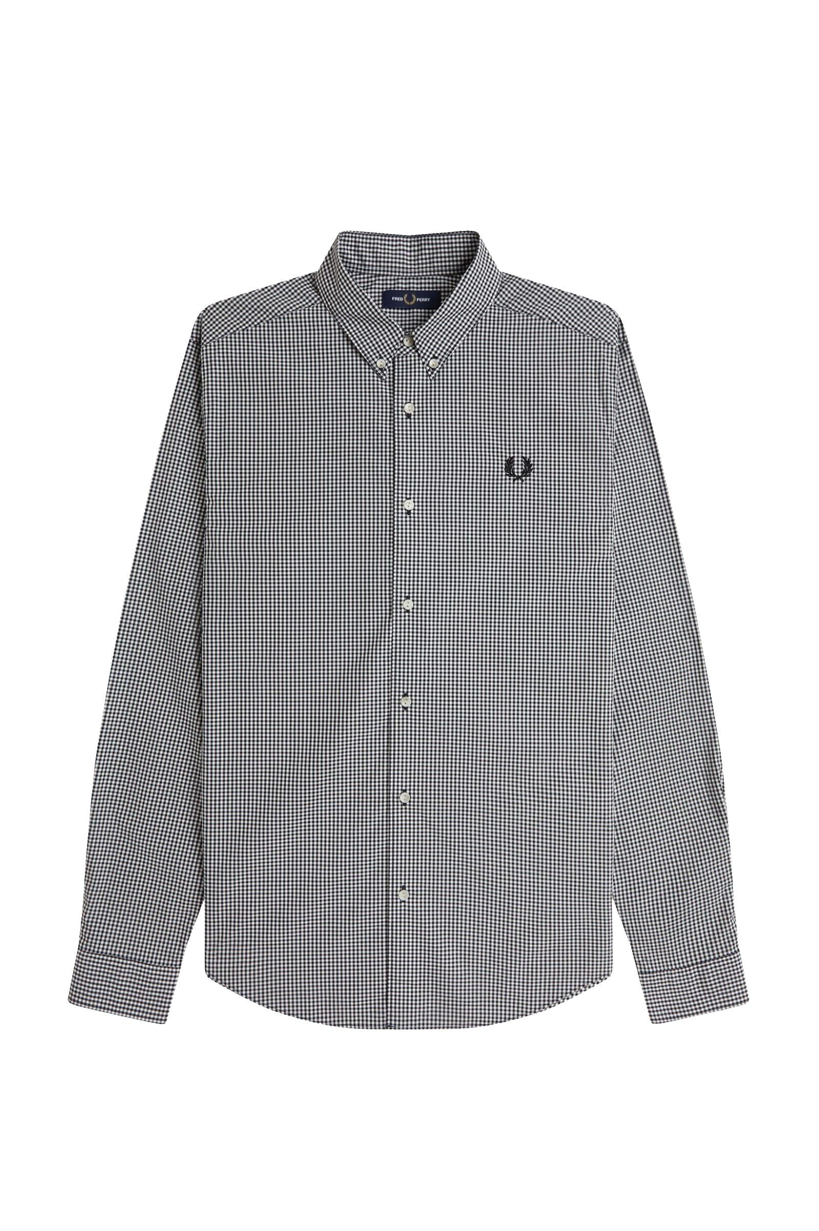 Fred Perry Micro Gingham Shirt Black