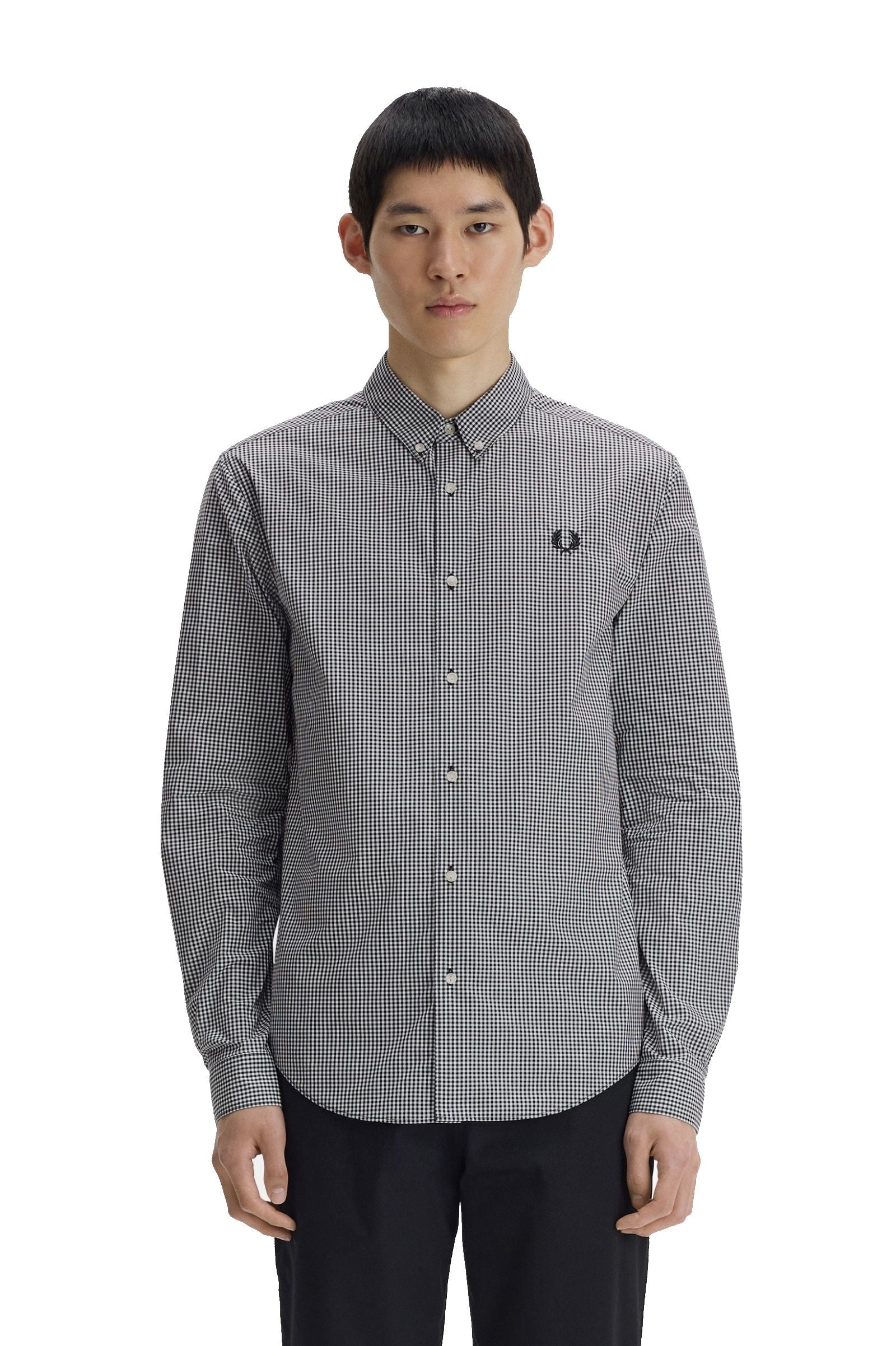 Fred Perry Micro Gingham Shirt Black