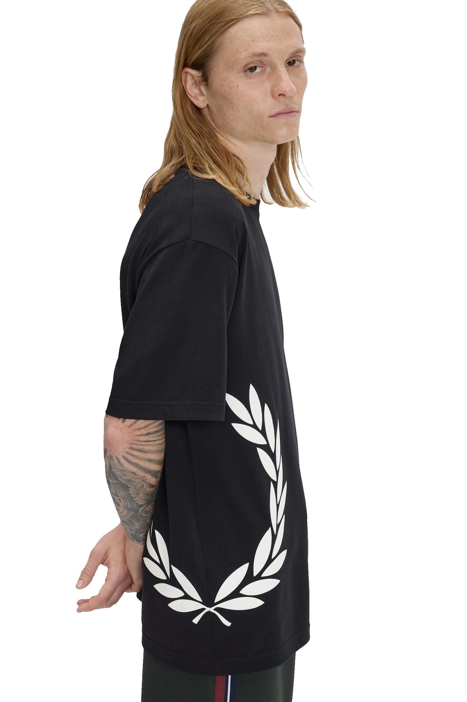 Fred Perry Textured Laurel Wreath T-Shirt Black