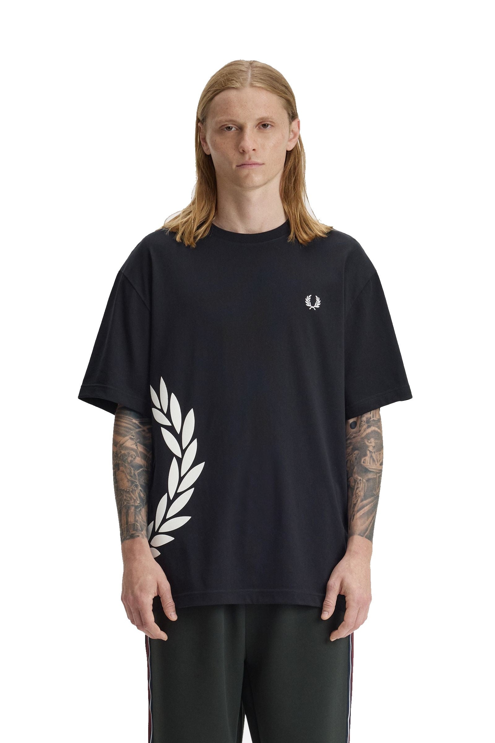 Fred Perry Textured Laurel Wreath T-Shirt Black
