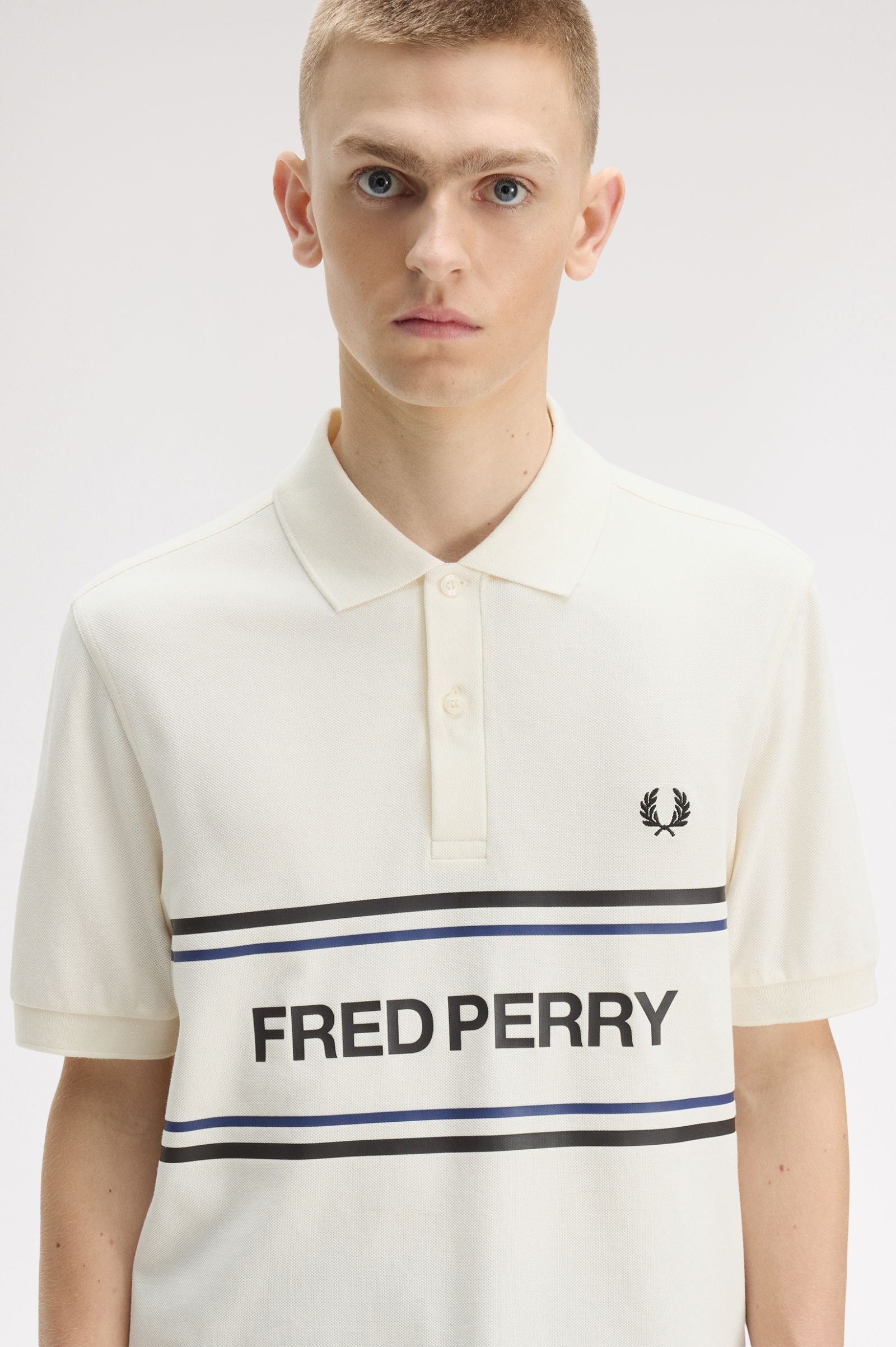 Fred Perry Graphic Polo Shirt Ecru