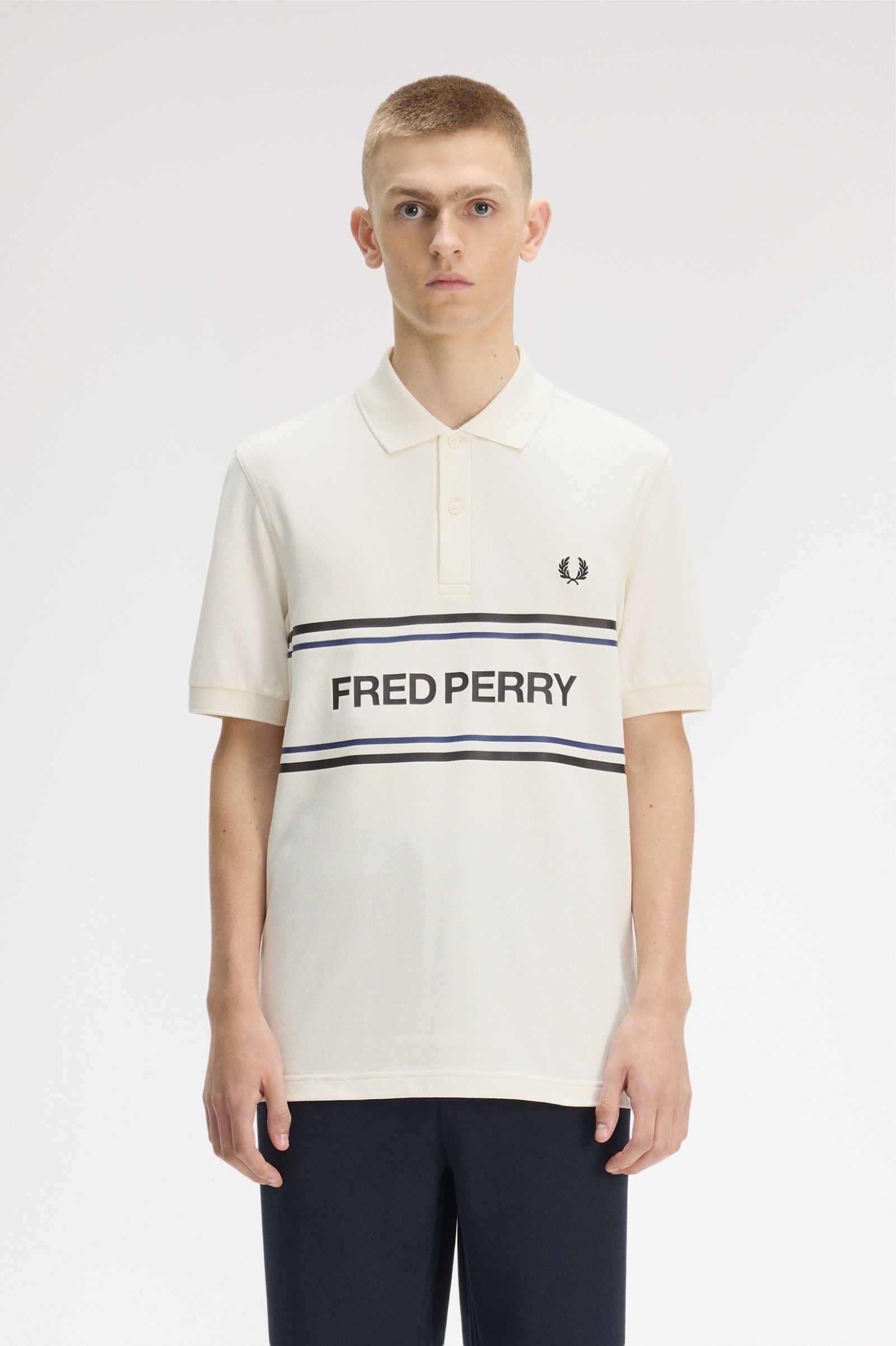 Fred Perry Graphic Polo Shirt Ecru
