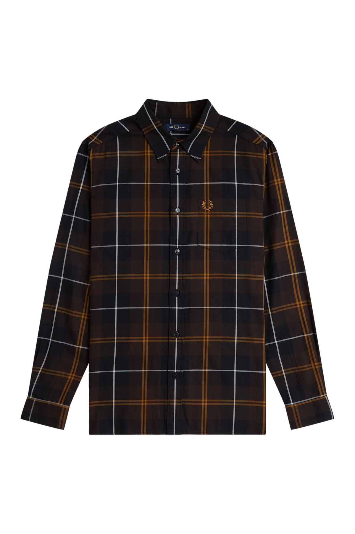 Fred Perry Twill Tartan Shirt Rich Brown
