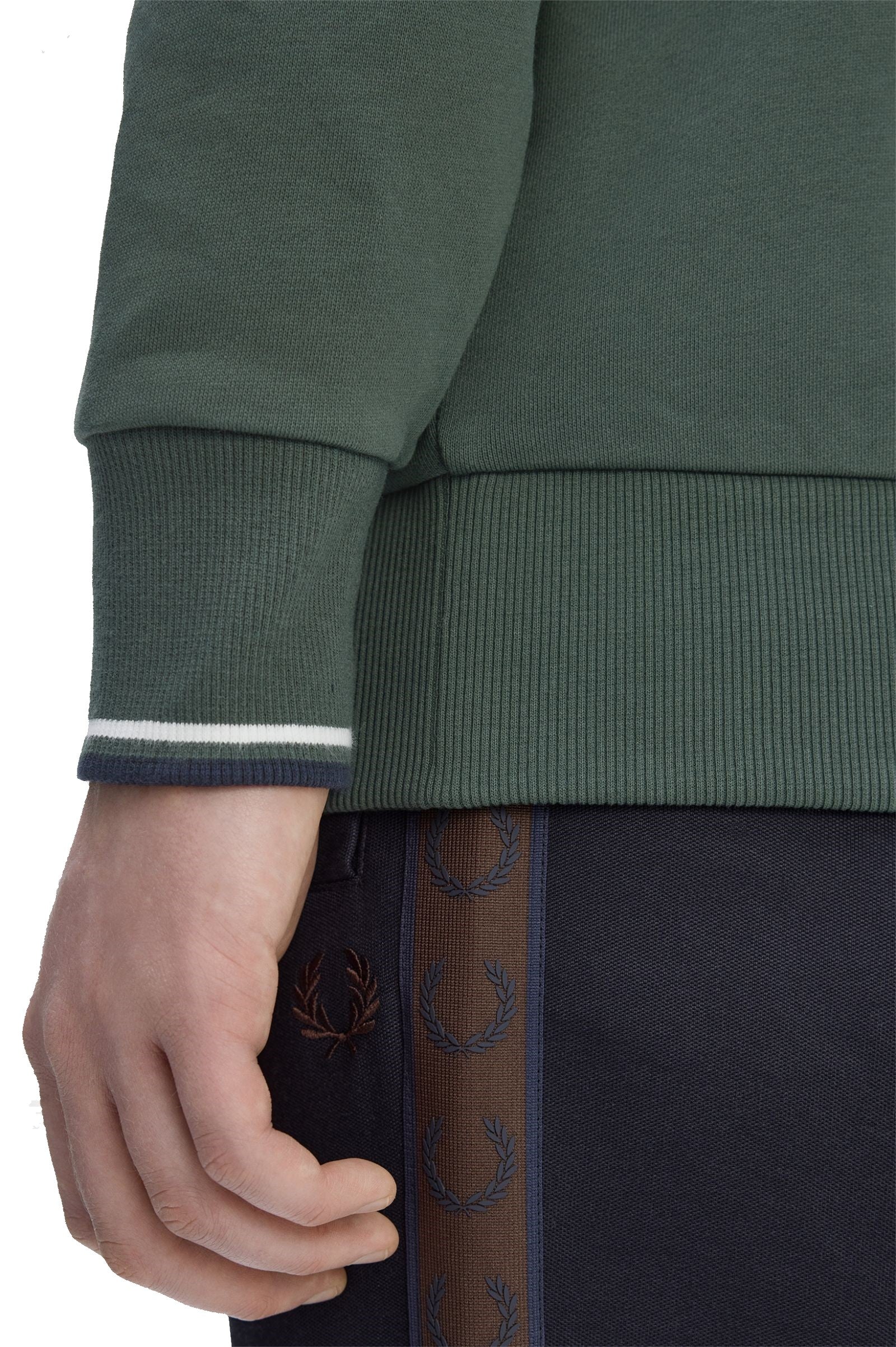 Fred Perry Half Zip Sweatshirt Court Green / Snow White / Navy