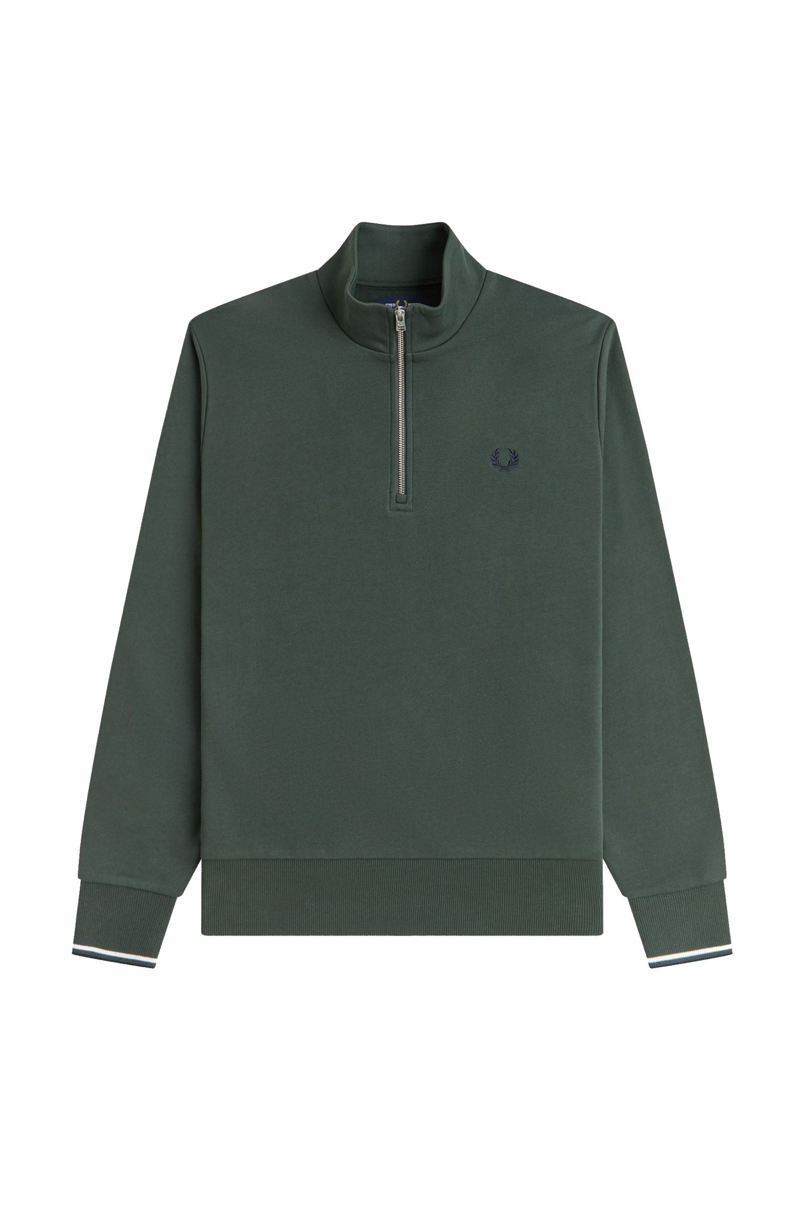 Fred Perry Half Zip Sweatshirt Court Green / Snow White / Navy