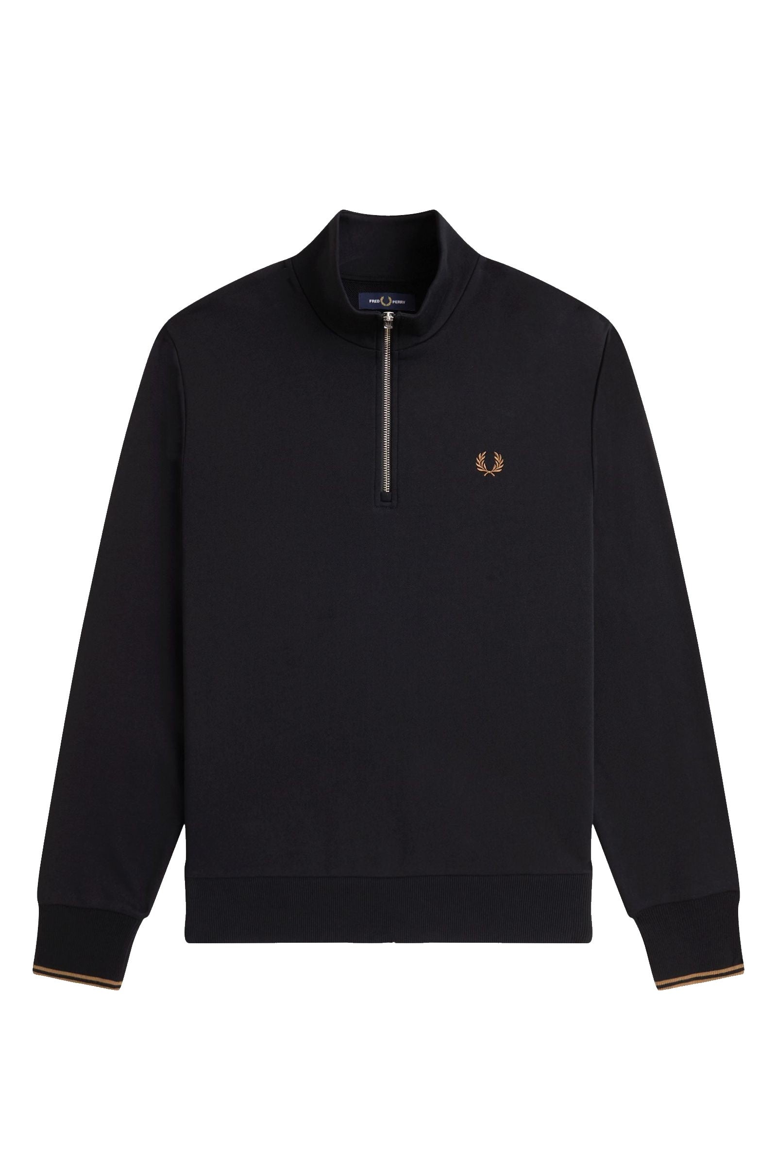 Fred Perry Half Zip Sweatshirt Black / Shaded Stone