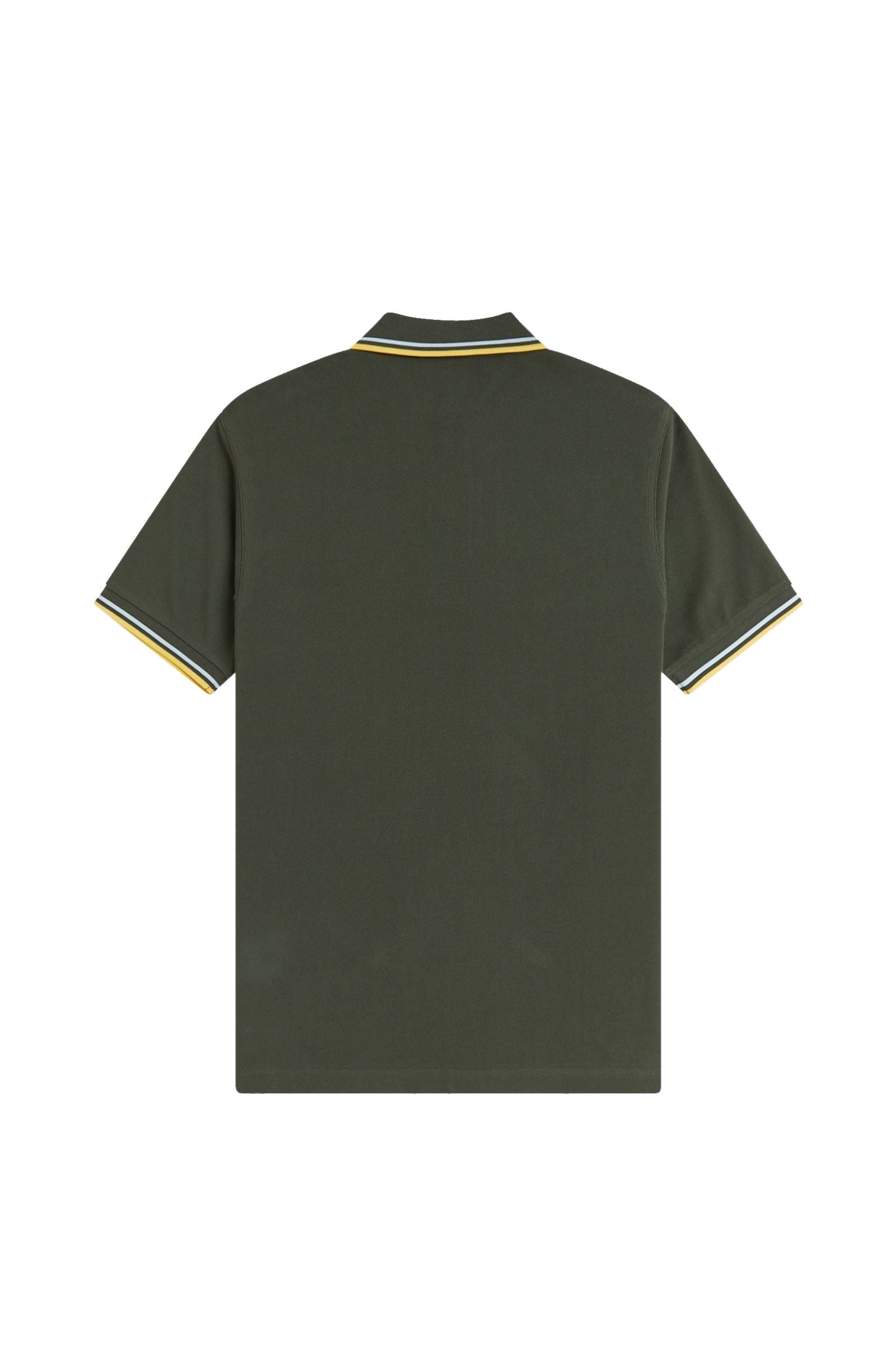 Fred Perry Slim Fit Twin Tipped Polo Hunting Green / Light Ice / Lemon Barley