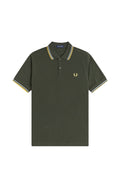 Fred Perry Slim Fit Twin Tipped Polo Hunting Green / Light Ice / Lemon Barley