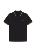 Fred Perry Slim Fit Twin Tipped Polo Black / Oatmeal / Laurel Wreath Green