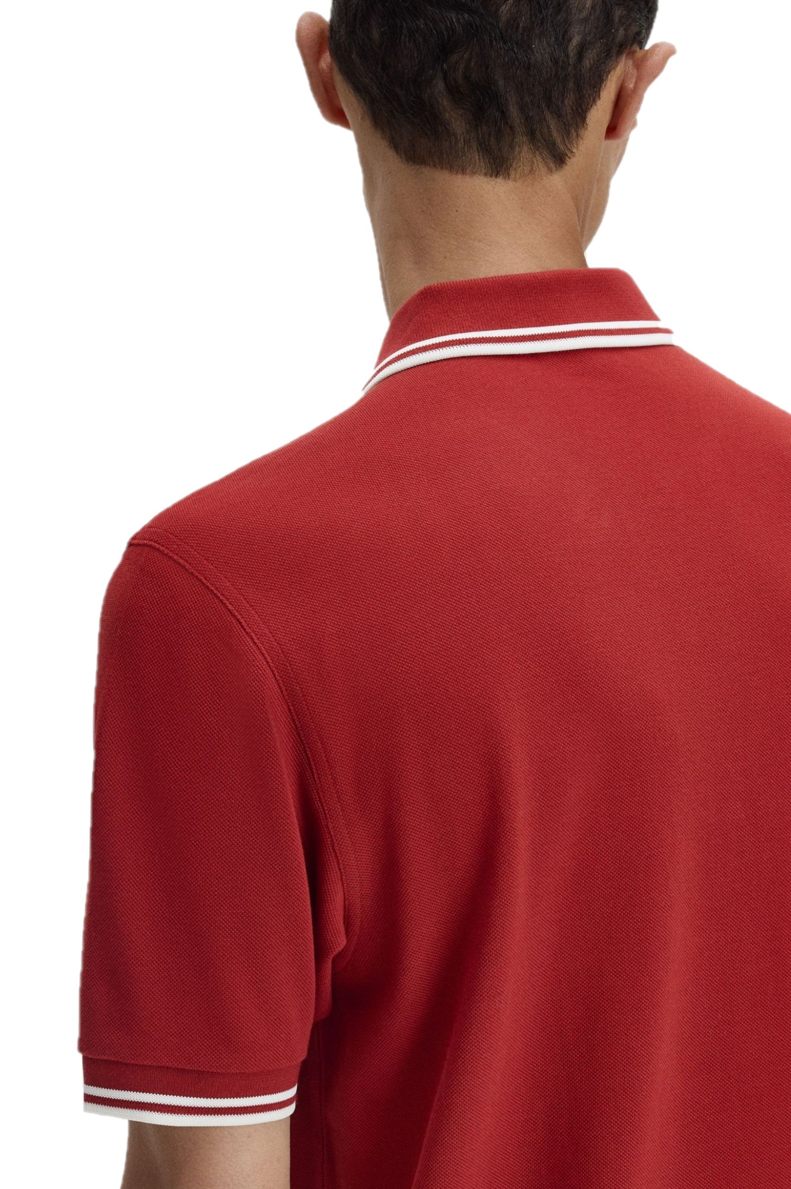 Fred Perry Slim Fit Twin Tipped Polo Burnt Red / Snow White / Snow White