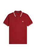 Fred Perry Slim Fit Twin Tipped Polo Burnt Red / Snow White / Snow White