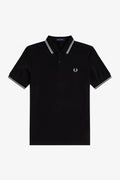 Fred Perry Slim Fit Twin Tipped Polo Black White White