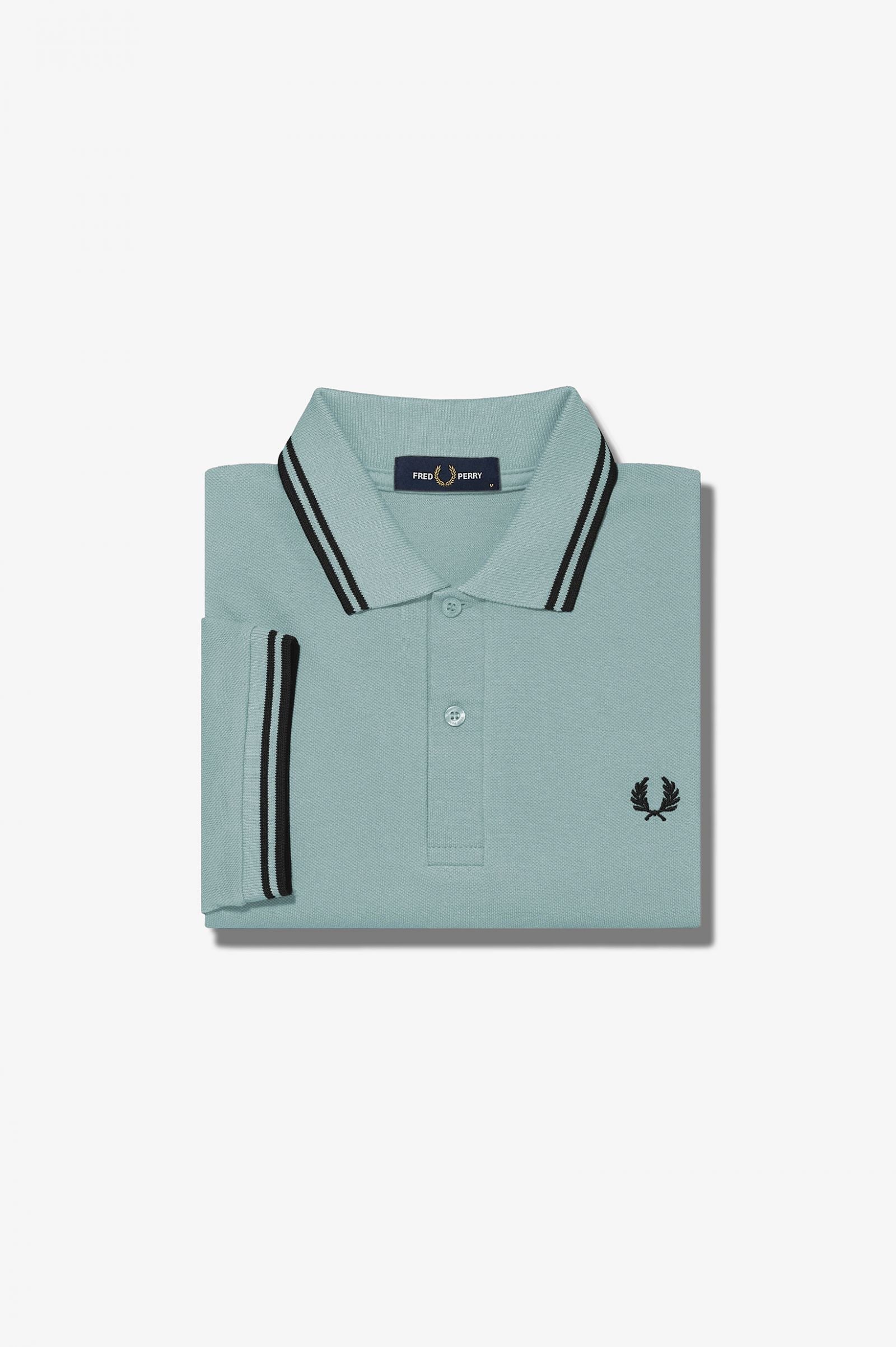 Fred Perry Slim Fit Twin Tipped Polo Silver Blue / Black / Black