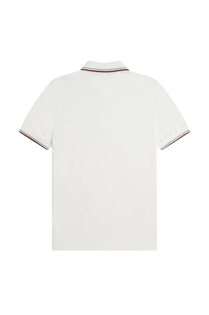 Fred Perry Slim Fit Twin Tipped Polo Snow White / Silver Blue / Brandy