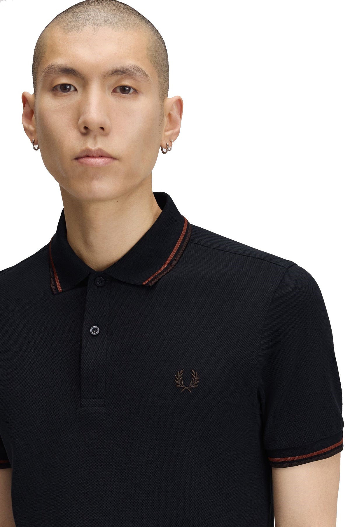 Fred Perry Slim Fit Twin Tipped Polo Navy / Brandy / Rich Brown