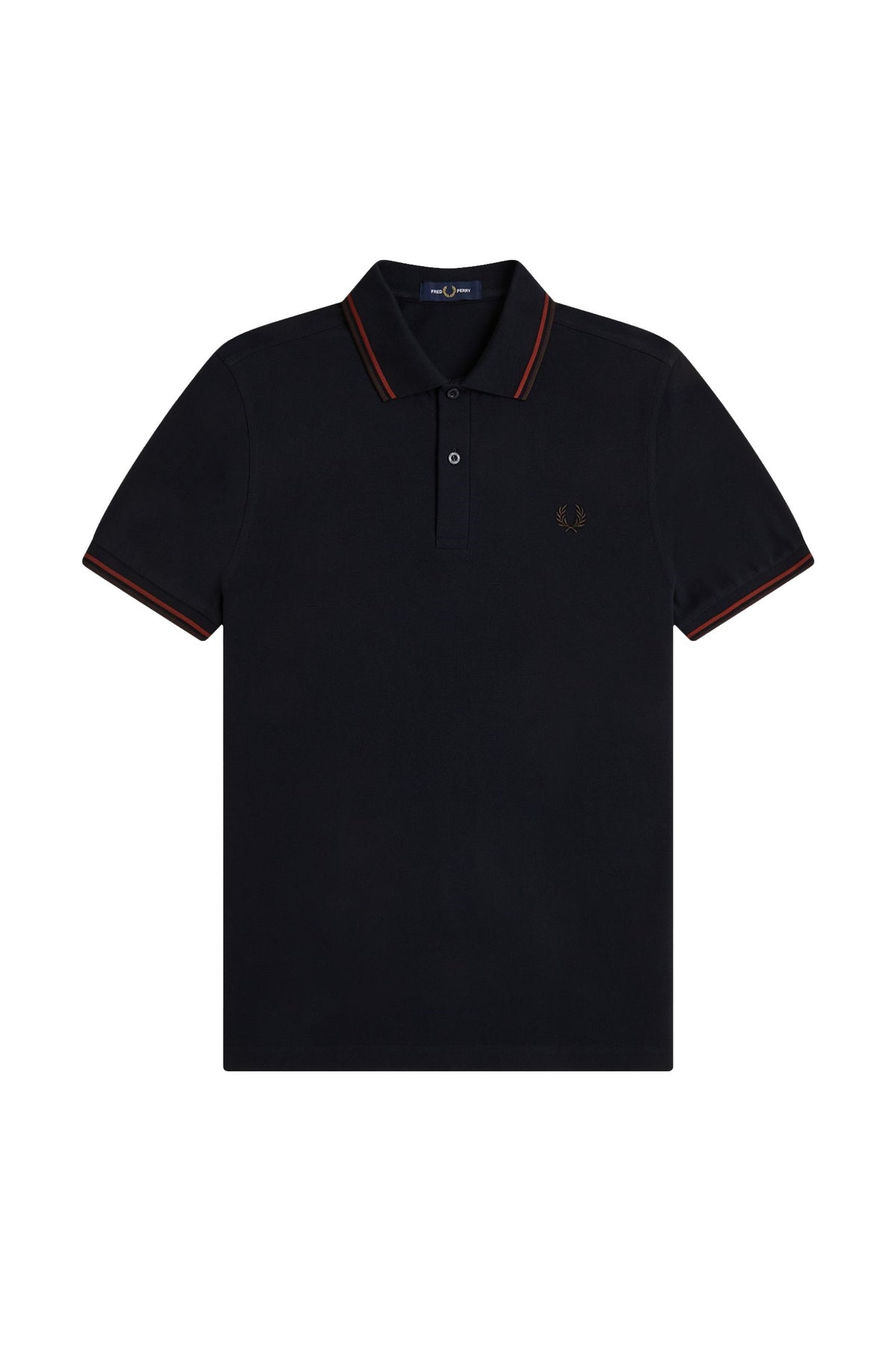 Fred Perry Slim Fit Twin Tipped Polo Navy / Brandy / Rich Brown