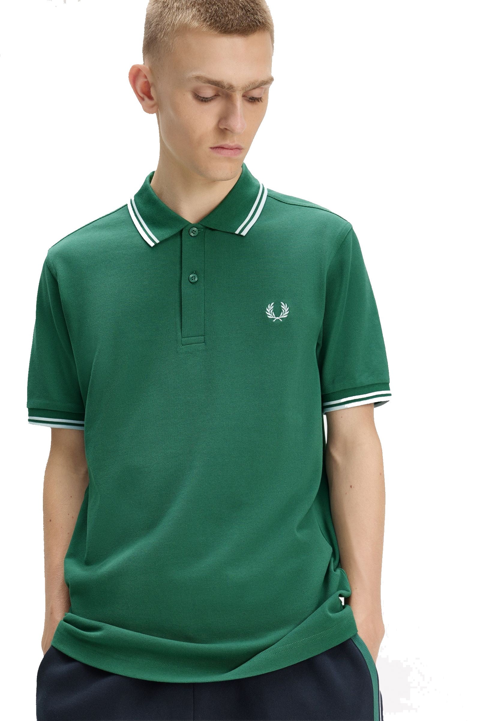 Fred Perry Slim Fit Twin Tipped Polo Sport Green / Light Ice / Light Ice