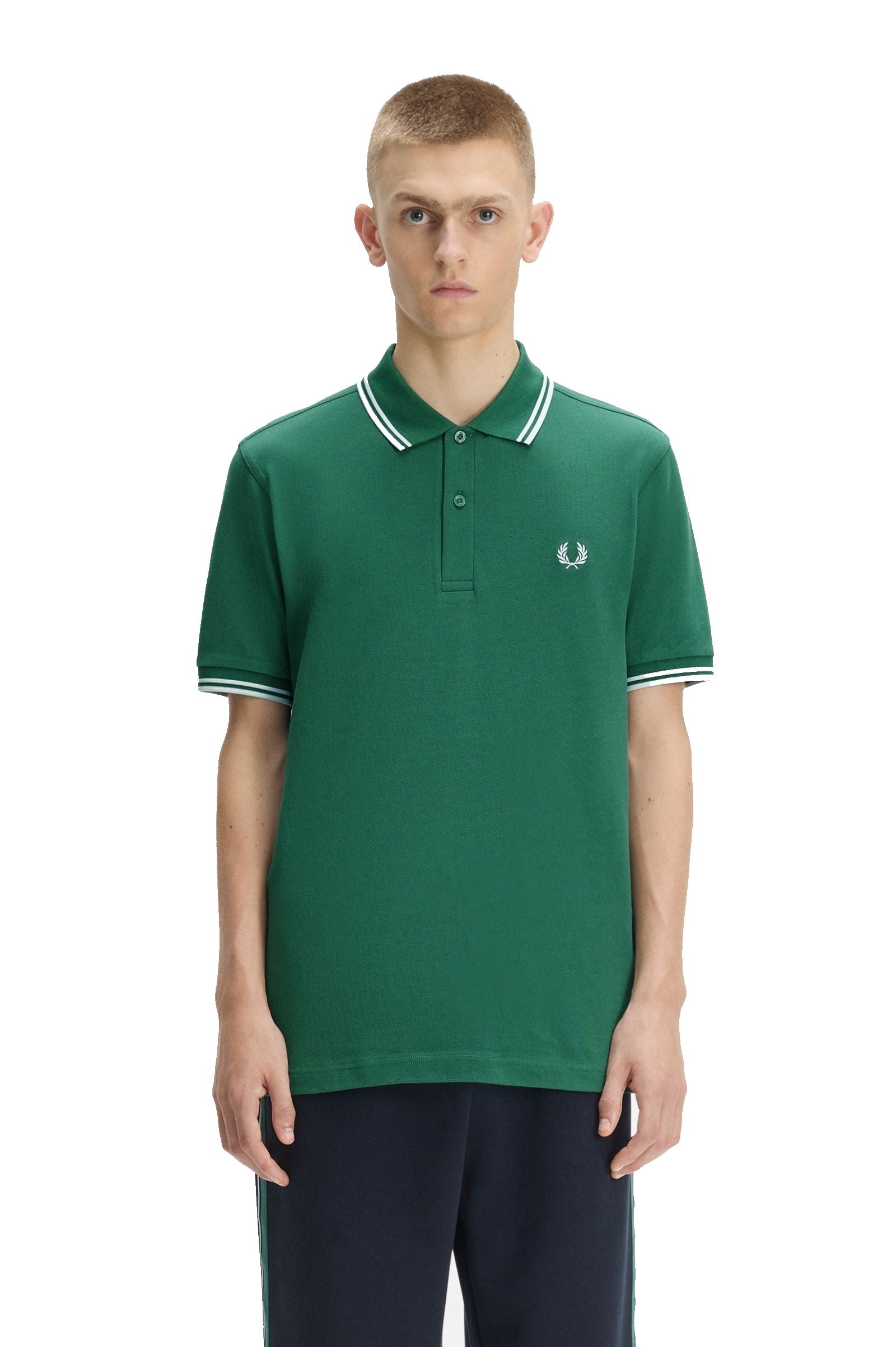 Fred Perry Slim Fit Twin Tipped Polo Sport Green / Light Ice / Light Ice