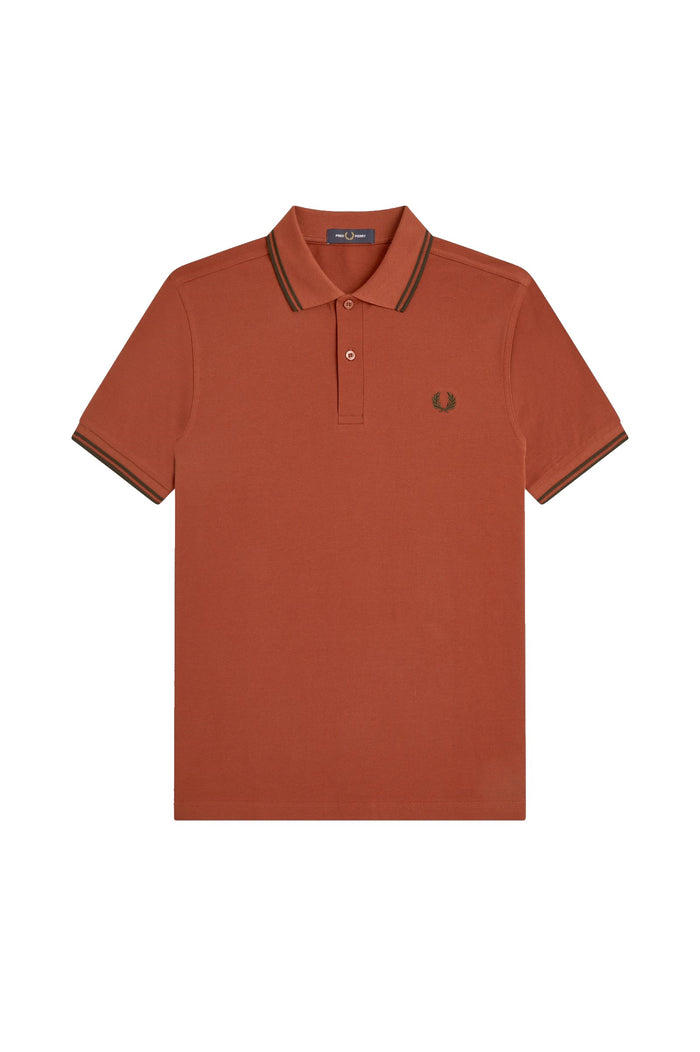 Fred Perry Slim Fit Twin Tipped Polo Brandy / Night Green / Night Green