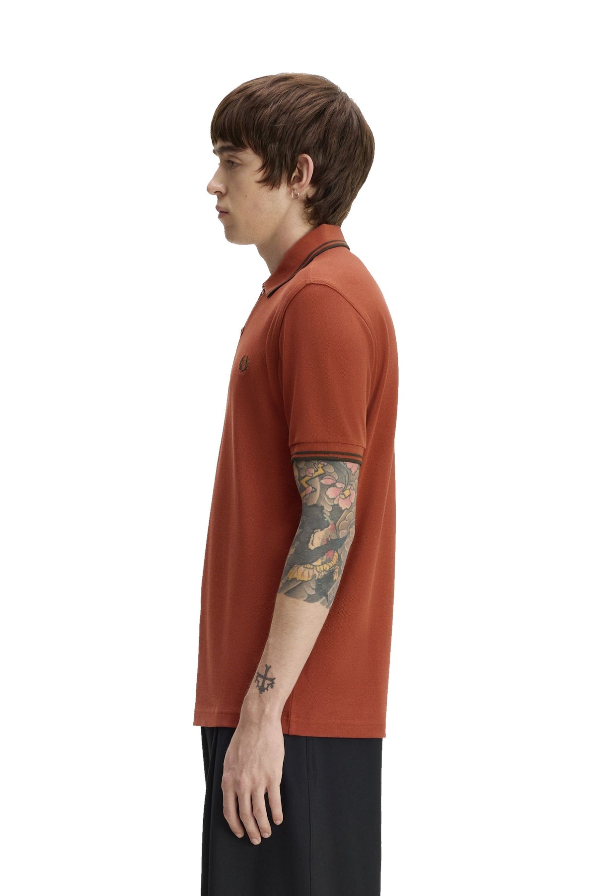 Fred Perry Slim Fit Twin Tipped Polo Brandy / Night Green / Night Green
