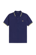 Fred Perry Slim Fit Twin Tipped Polo French Navy / Dusky Blue / Citron