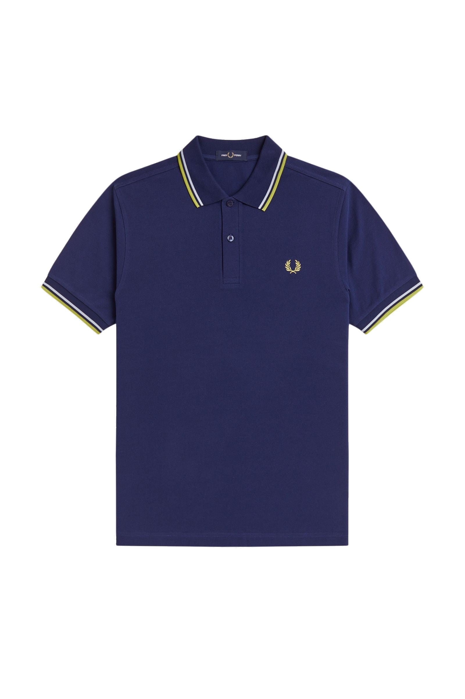 Fred Perry Slim Fit Twin Tipped Polo French Navy / Dusky Blue / Citron