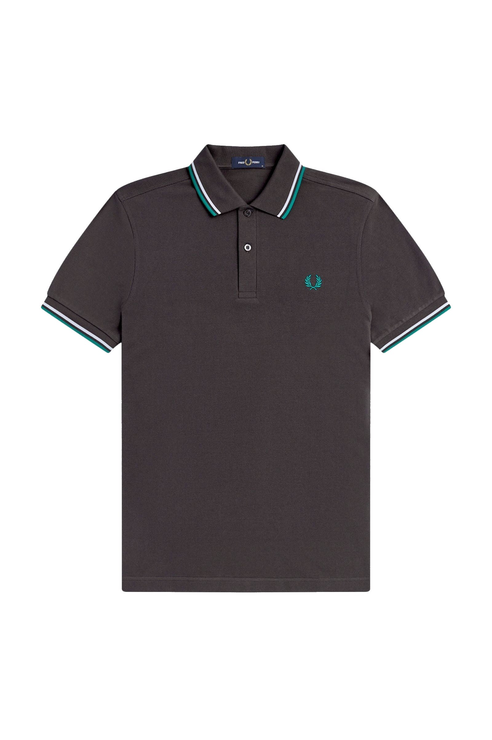 Fred Perry Slim Fit Twin Tipped Polo Anchor Grey / Light Ice / Sport Green