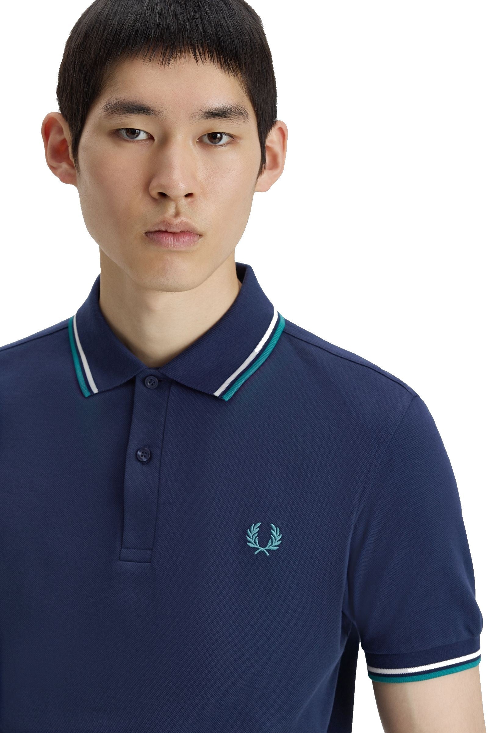 Fred Perry Slim Fit Twin Tipped Polo Tennis Blue / Snow White / Deep Mint