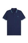 Fred Perry Slim Fit Twin Tipped Polo Tennis Blue / Snow White / Deep Mint