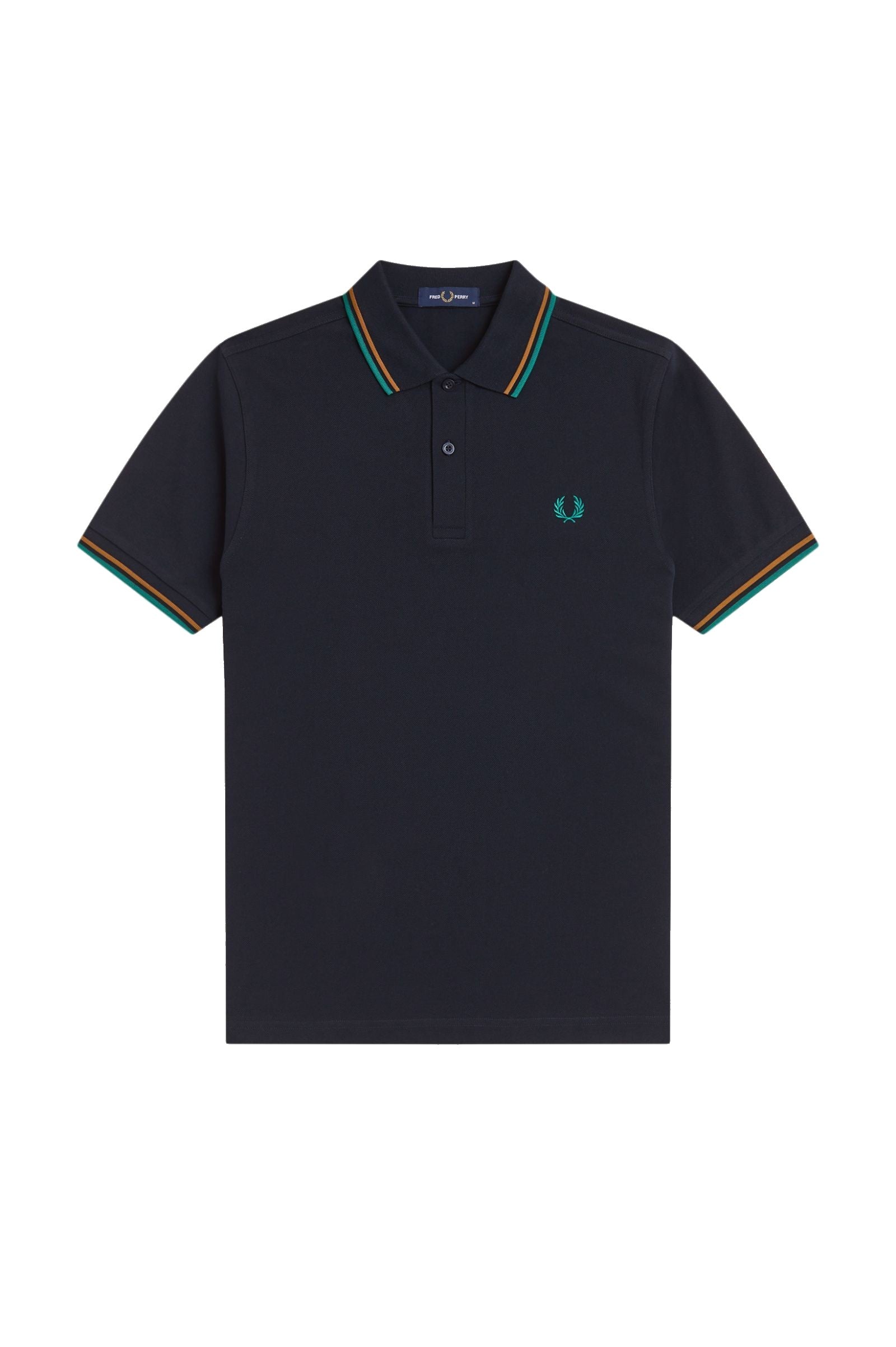 Fred Perry Slim Fit Twin Tipped Polo Navy / Dark Caramel / Sport Green