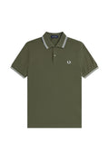 Fred Perry Slim Fit Twin Tipped Polo Laurel Wreath Green / Ecru / Dusky Blue