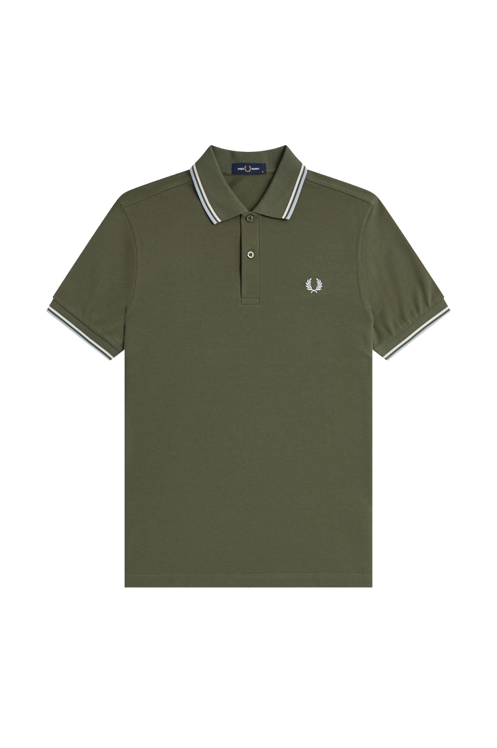 Fred Perry Slim Fit Twin Tipped Polo Laurel Wreath Green / Ecru / Dusky Blue
