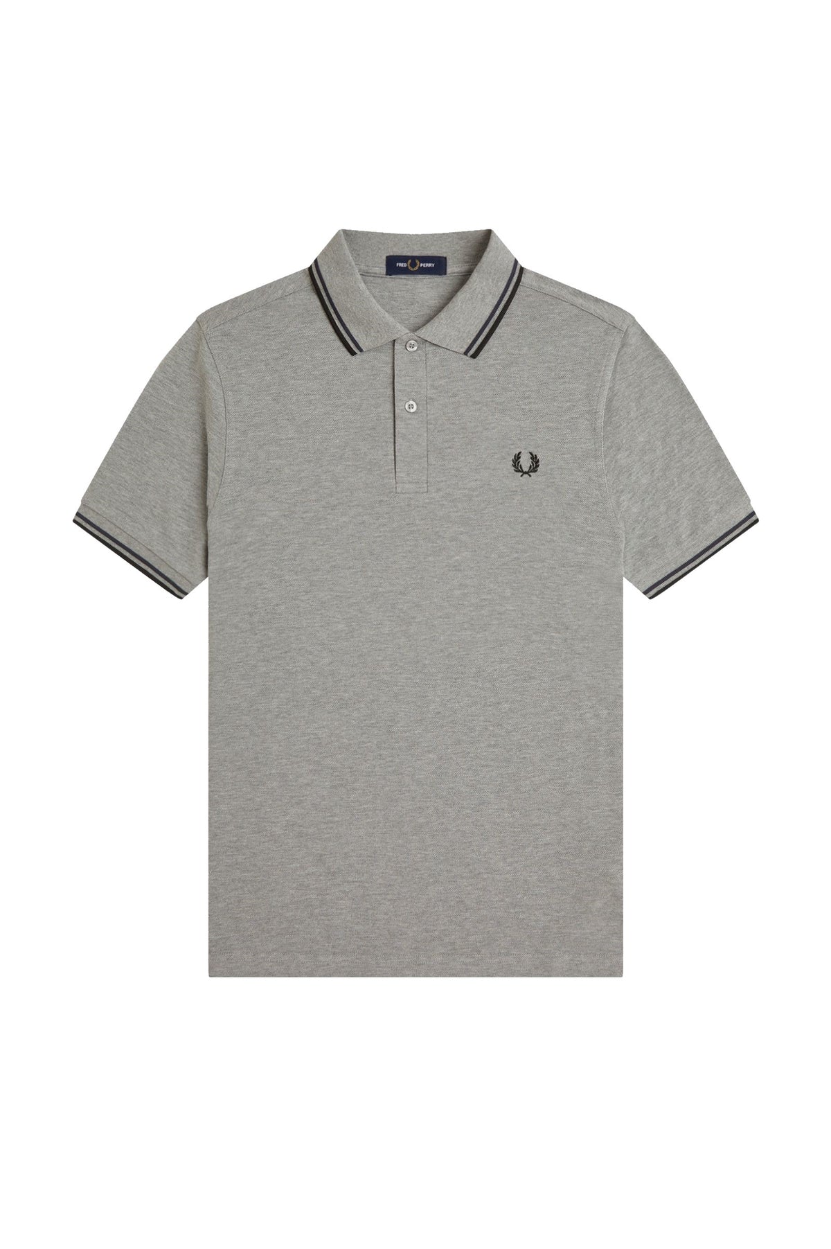 Fred Perry Slim Fit Twin Tipped Polo Steel Marl / Dark Airforce / Black