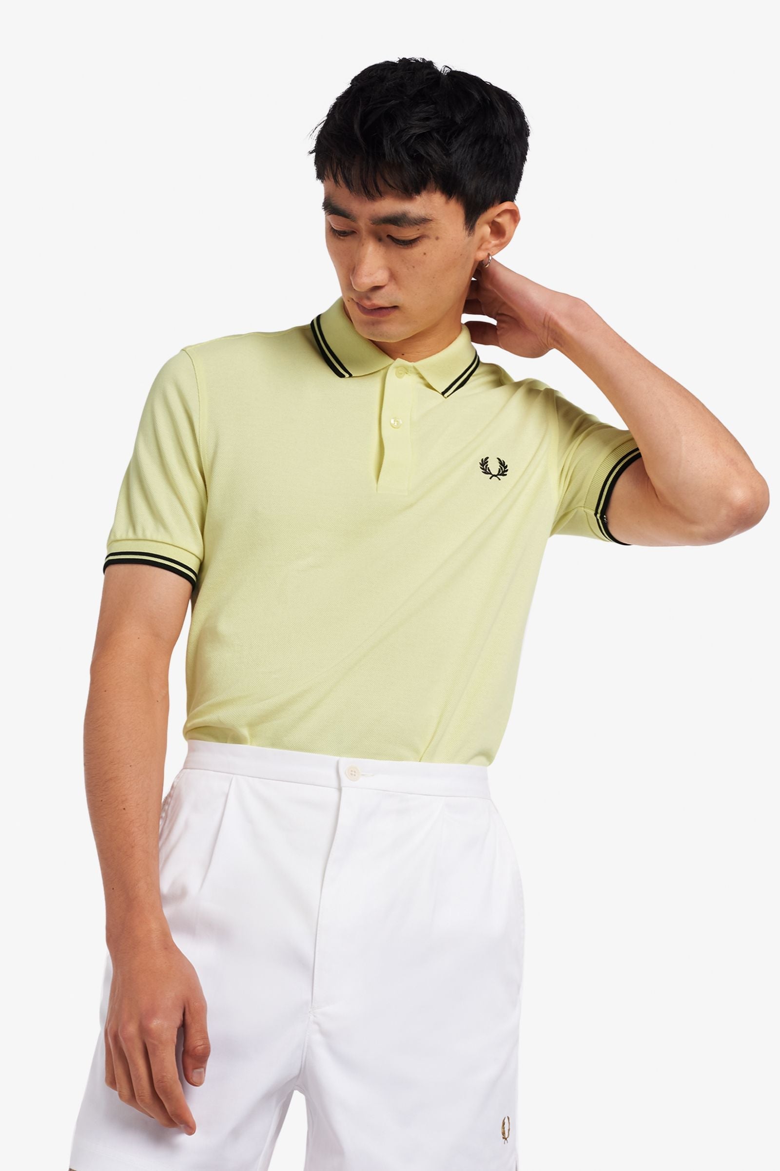 Fred Perry Slim Fit Twin Tipped Polo Wax Yellow Navy Black
