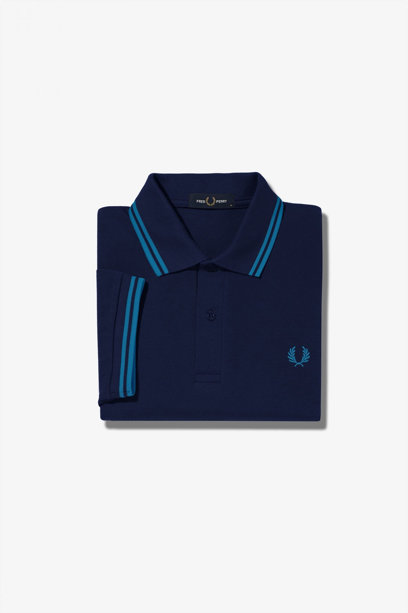 Fred Perry Slim Fit Twin Tipped Polo Dark Carbon Kingfisher Kingfisher