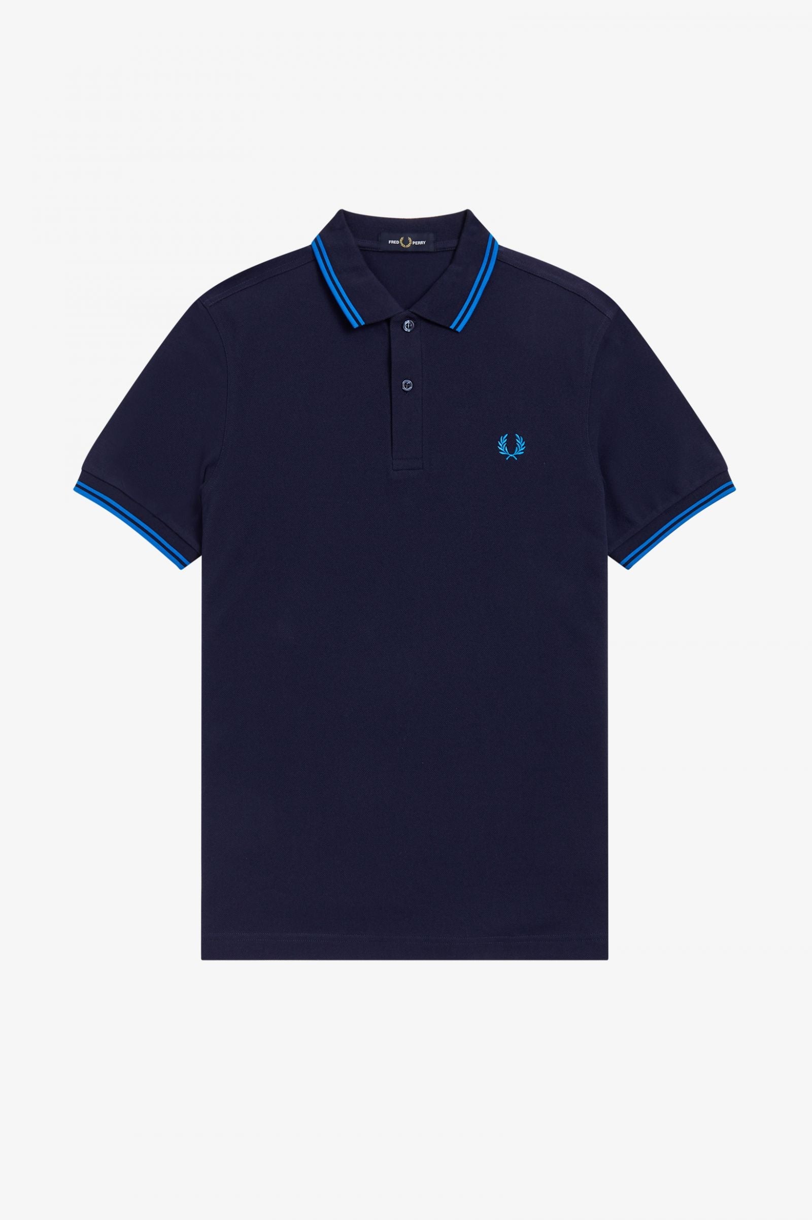 Fred Perry Slim Fit Twin Tipped Polo Dark Carbon Kingfisher Kingfisher