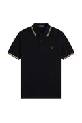 Fred Perry Slim Fit Twin Tipped Polo Black / Ecru / Dark Caramel