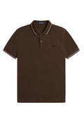 Fred Perry Slim Fit Twin Tipped Polo Burnt Tobacco / Dark Pink / Black