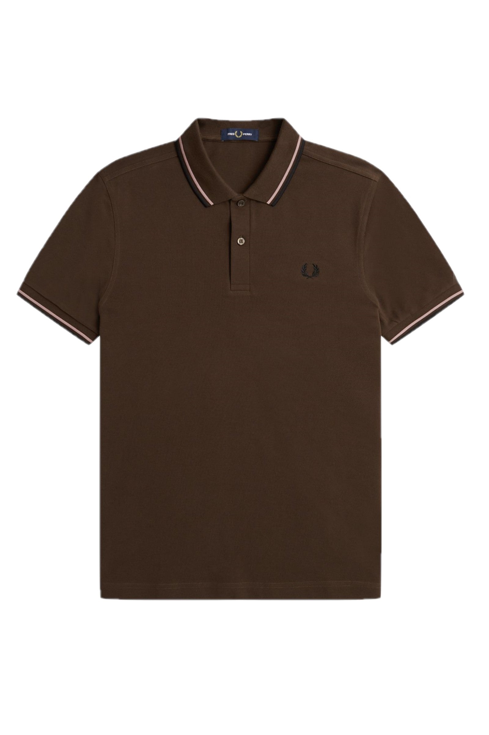 Fred Perry Slim Fit Twin Tipped Polo Burnt Tobacco / Dark Pink / Black