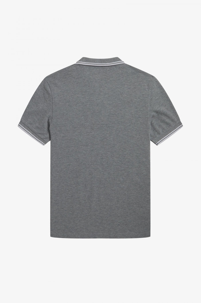 Fred Perry Slim Fit Twin Tipped Polo Steel Marl / White / White