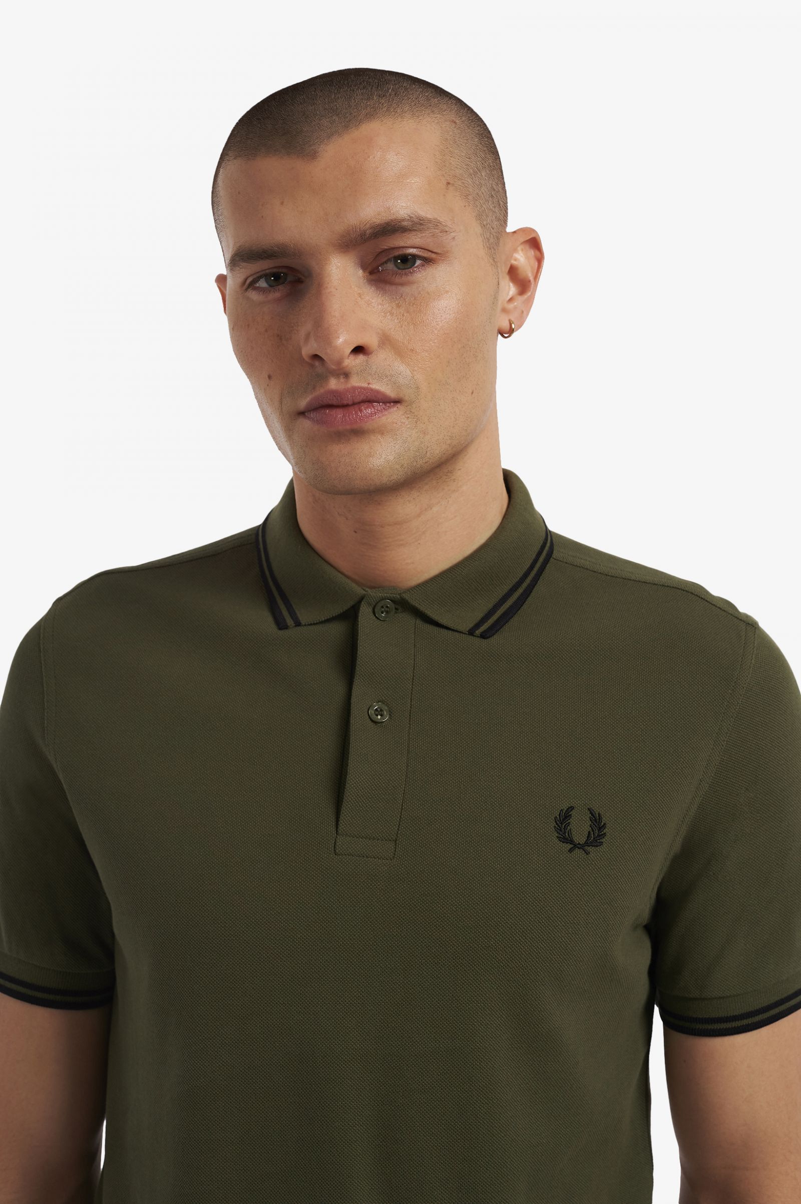 Fred Perry Slim Fit Twin Tipped Polo Uniform Green / Black / Black