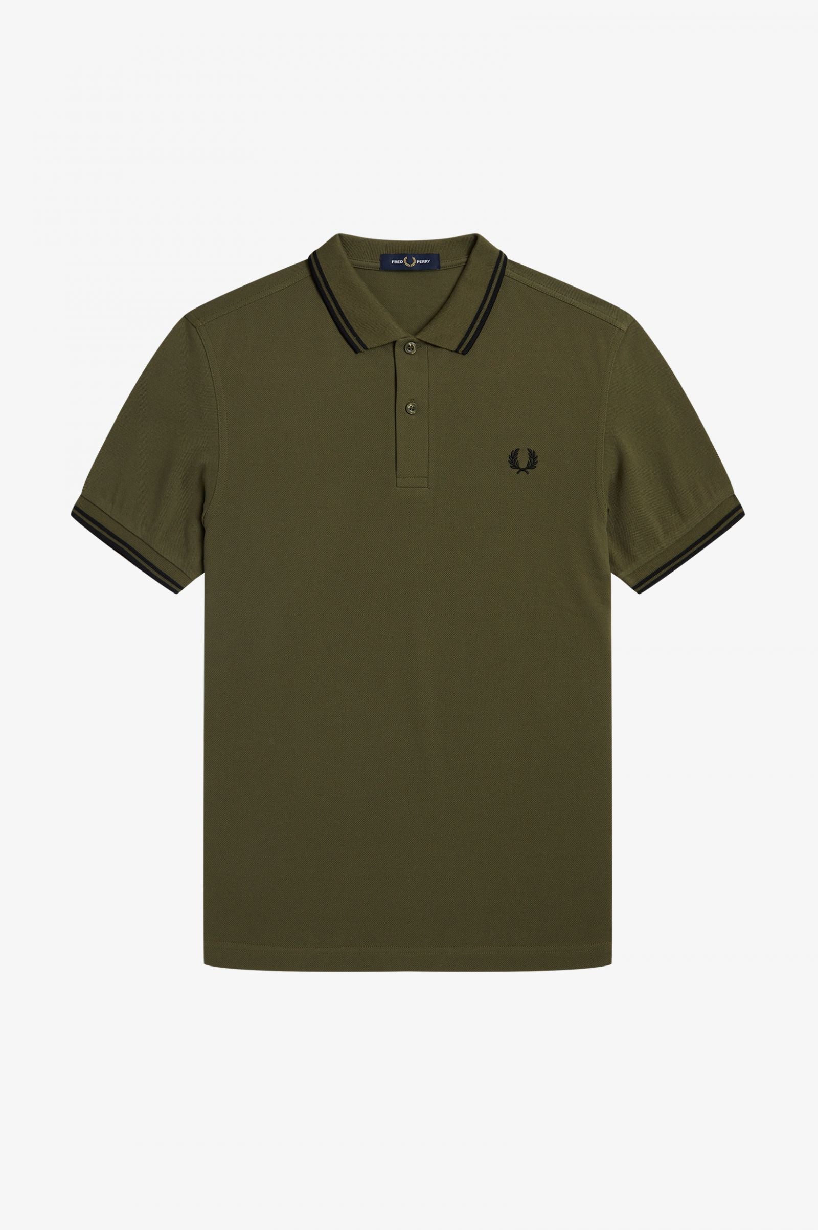 Fred Perry Slim Fit Twin Tipped Polo Uniform Green / Black / Black