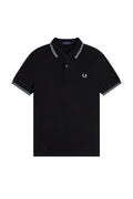Fred Perry Slim Fit Twin Tipped Polo Black / Silver Blue / Silver Blue