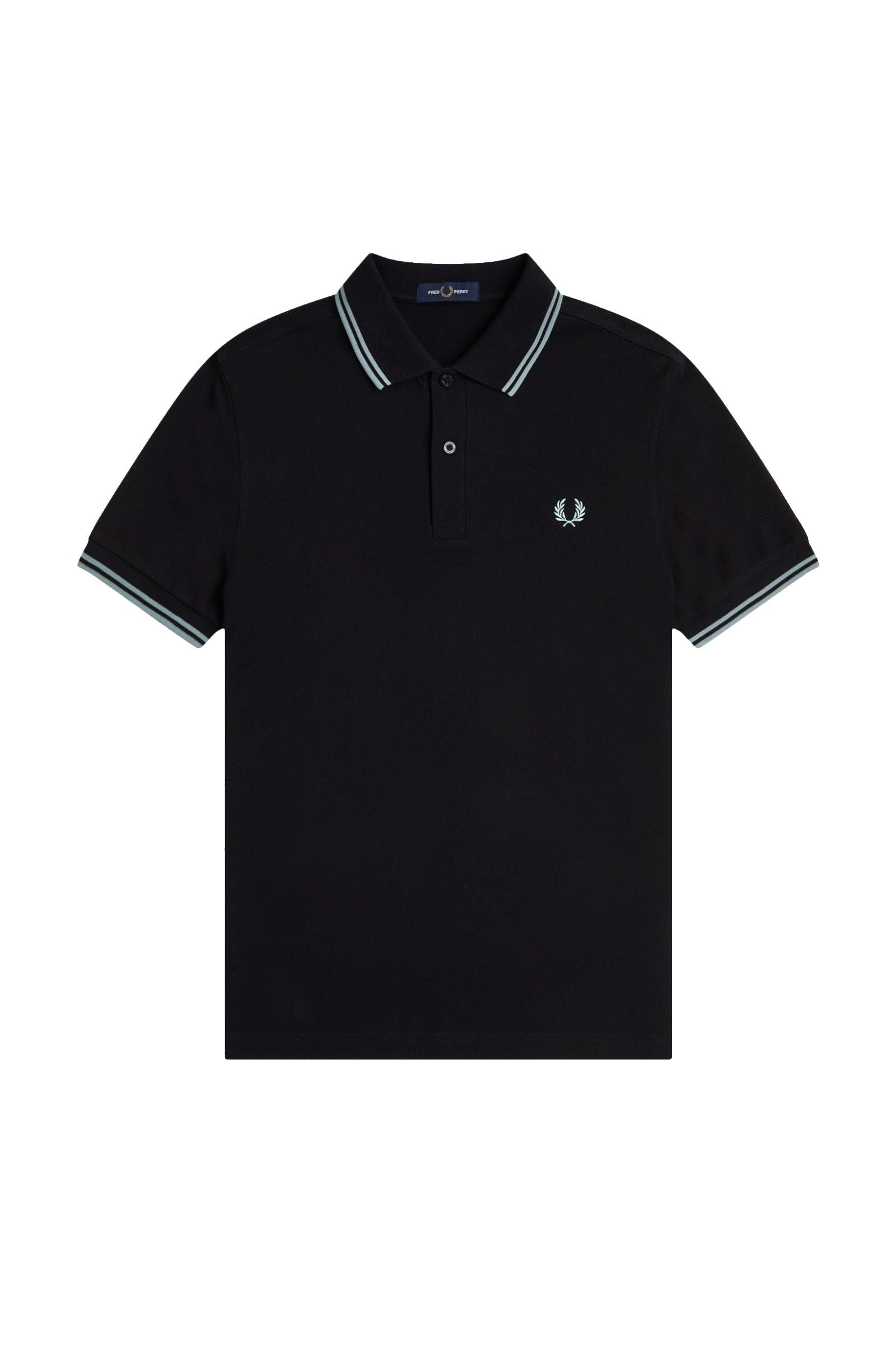 Fred Perry Slim Fit Twin Tipped Polo Black / Silver Blue / Silver Blue