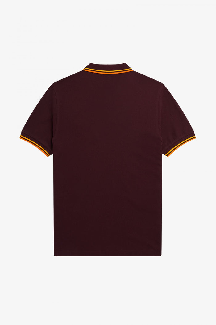 Fred Perry Slim Fit Twin Tipped Polo Oxblood / Electric Yellow / Gold