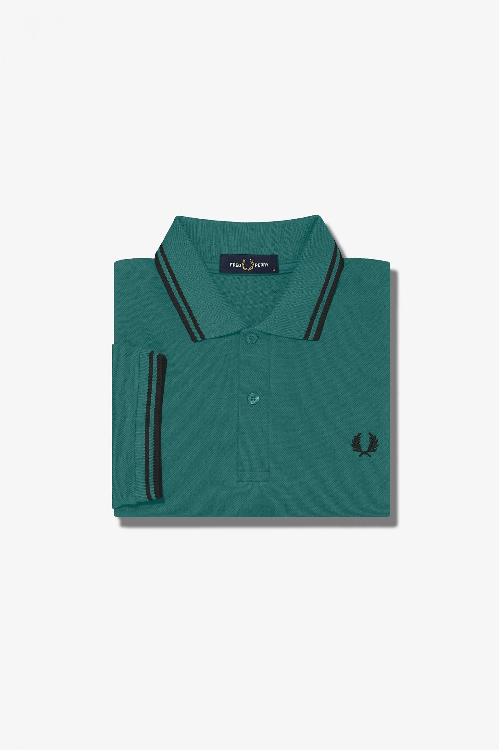 Fred Perry Slim Fit Twin Tipped Polo Deep Mint / Black / Black