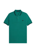 Fred Perry Slim Fit Twin Tipped Polo Deep Mint / Black / Black
