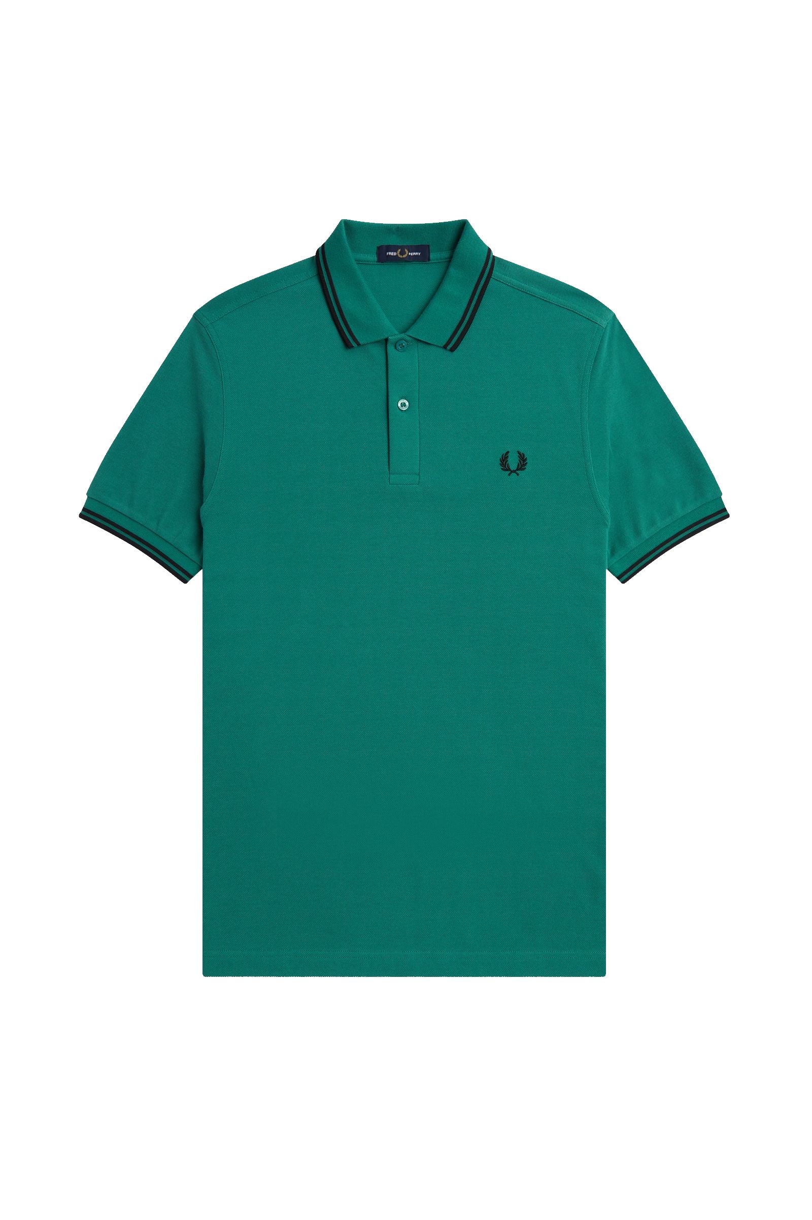 Fred Perry Slim Fit Twin Tipped Polo Deep Mint / Black / Black